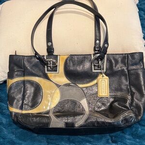 Coach Black, Gold, and Gray Tote Bag